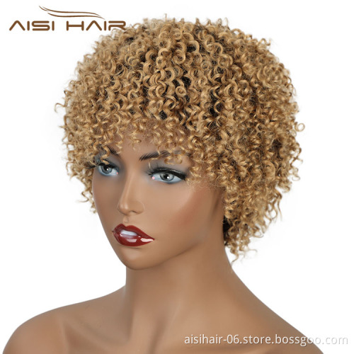 Aisi Hair Pixie Cut Short Afro Curly Kinky Wave #613 Blonde Unprocessed  Brazilian Short Brazilian Hair Brown Wig